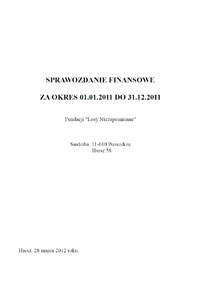 Sprawozdanie finansowe fundacji 2011